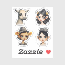 Tjej Djurfantast Klistermärken