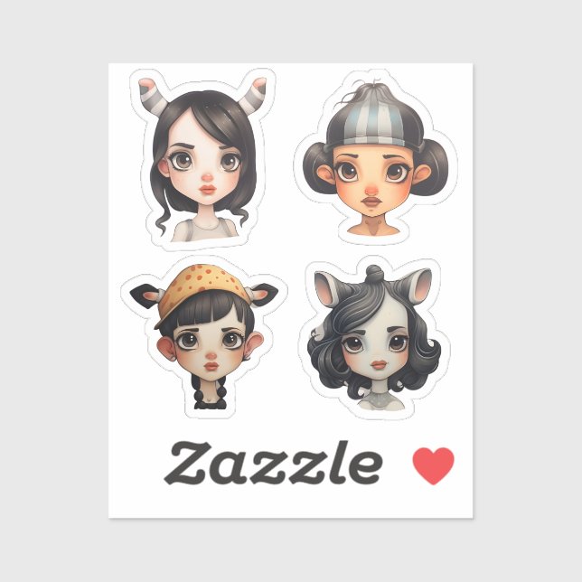 Tjej Djurfantast Klistermärken (Ark)