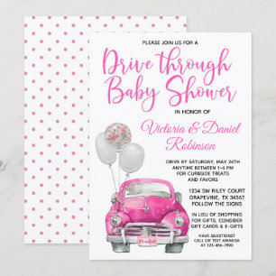 Tjej Drive Through Baby Shower Bil Inbjudningar