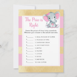 Tjej Elefant Gissa Priset Baby Shower Spel Inbjudningar