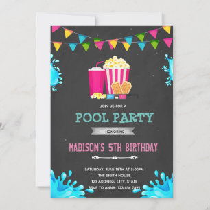 Tjej film poolparty inbjudan