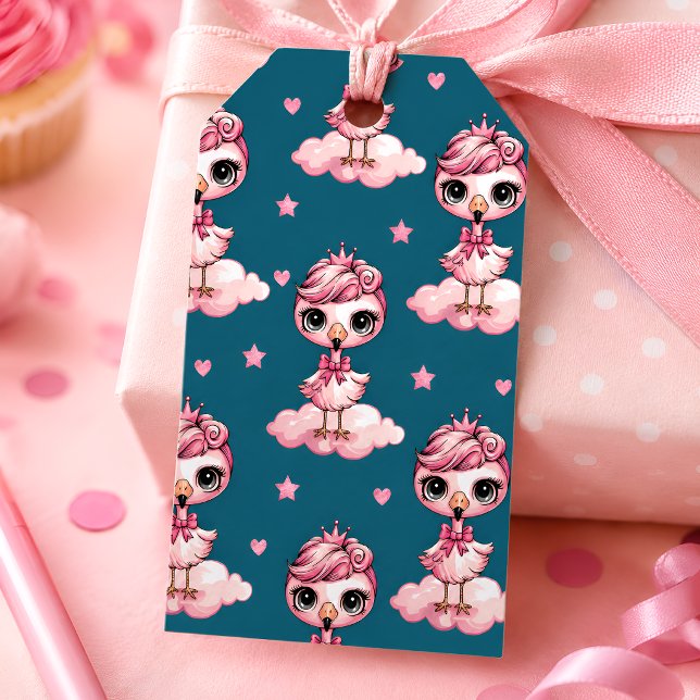 Tjej Flamingo Tema Presentetikett (Skapare uppladdad)