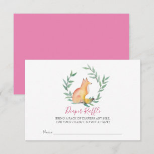 Tjej Fox Baby Shower Blöja Lotteri Inbjudningar