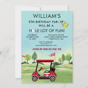 Tjej-golf tema 5-års födelsedags Par-Tee Inbjudningar