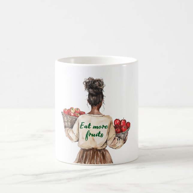 Tjej Hatt T Tröja Ät Grönsaker Väska Kaffemugg (Center)
