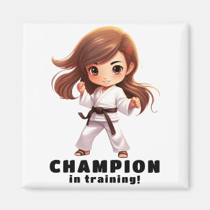 Tjej karate kampsport T-shirt Magnet