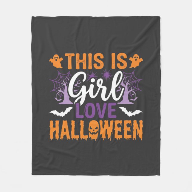 Tjej kärlek Halloween spökdesign_1 Fleecefilt (Framsidan)