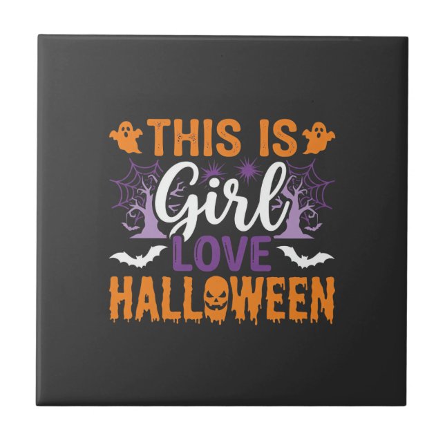 Tjej kärlek Halloween spökdesign_1 Kakelplatta (Framsidan)