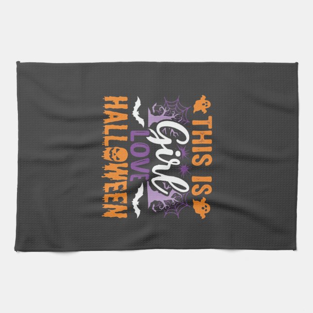 Tjej kärlek Halloween spökdesign_1 Kökshandduk (Horisontell)
