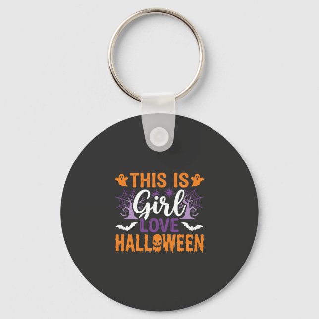 Tjej kärlek Halloween spökdesign_1 Nyckelring (Framsida)