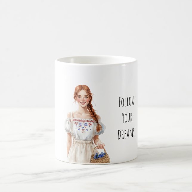 Tjej Klänning Rödhårig  Kaffemugg (Center)