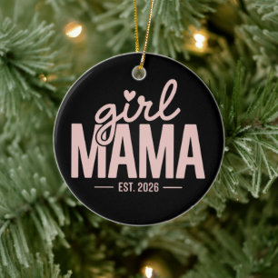 Tjej mamma Est 2026 Graviditetsavslöjande Blivande Julgransprydnad Keramik