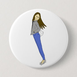 tjej med en svan knapp