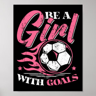 Tjej med mål kvinnlig fotbollsspelare poster