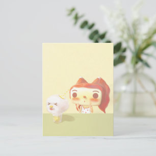 Tjej och hund läsk illustration meddelande vykort