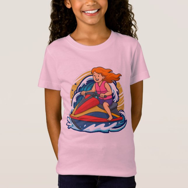 Tjej på Jet Ski-Äventyr Design T Shirt (Framsida)