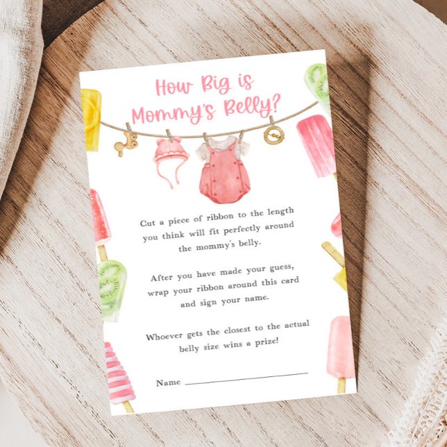 Tjej Popsicle Baby Shower Hur Stor Är Spelet (Ready to Pop Popsicle Baby Shower Game)