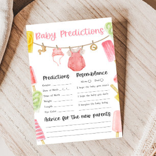 Tjej Popsicle Baby Shower Spel för Bebis Förutsäge