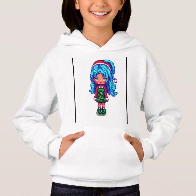 Tjej-pullover Hoodie Blåhårig tjej T Shirt (Framsida)