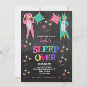 Tjej Pyjamasparty, Övernattningsparty, Sömn Födels Inbjudningar