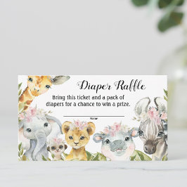 Tjej Safari Baby Shower Blöja Lotteri Biljett