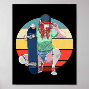 Tjej Skateboardåkare Skateboard Tjejer Skateboard Poster