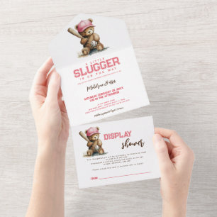 Tjej Slagskämp Teddybjörn QR RSVP Baby Shower