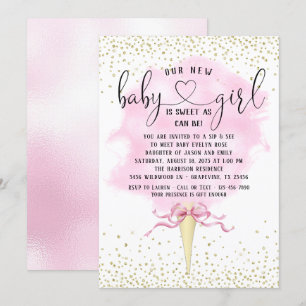 Tjej Smaka och Se Bomullscocktail Baby Shower Inbjudningar