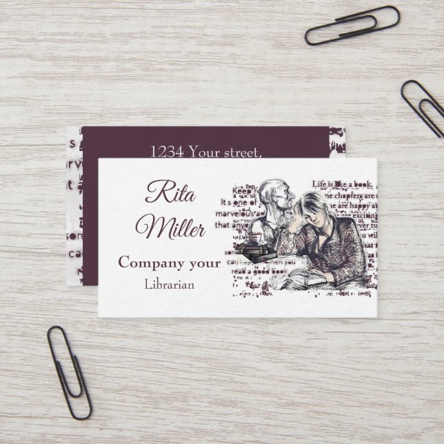 tjej som läser bok visitkort (Fram/Back In Situ)