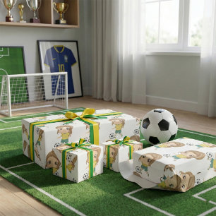 Tjej som spelar fotboll Bedårande barnsport Presentpapper