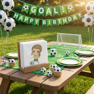 Tjej som spelar fotboll söta barn sport pappersservett