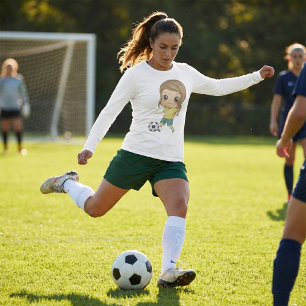 Tjej som spelar fotboll söta barn sport t shirt
