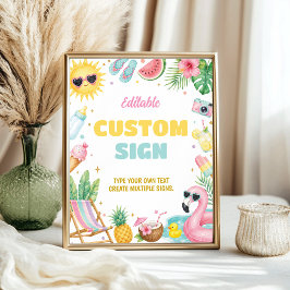 Tjej Sommar Strand Bebis Duscharrangemang Bord Sky Poster