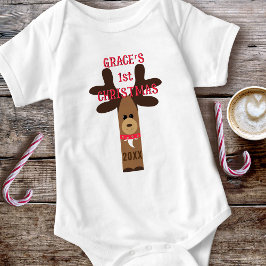 Tjej Söt Första Julen Ren Baby Bodysuit T Shirt