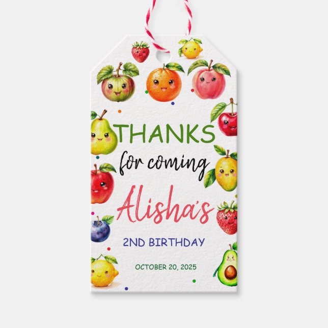 Tjej Söt Frukt Födelsedag Presentetikett (Framsidan)