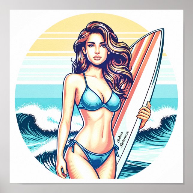 Tjej Sport & Surfing Poster (Framsidan)