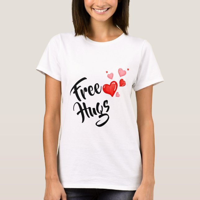 Tjej T-shirt med Free Hugs (Framsida)