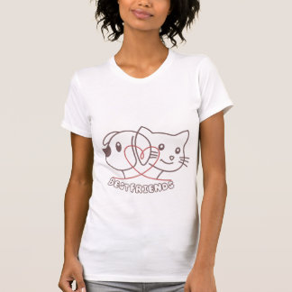 Tjej T-Shirt med hund och katt som bästa vänner