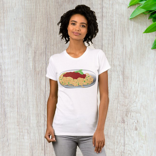 Tjej T-Shirt Med Tallrik Spaghetti (Skapare uppladdad)