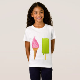 Tjej T-Shirts - Rosa Glassis + Grön Is Kalla