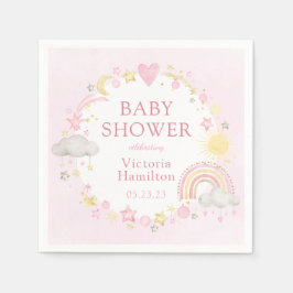 Tjej Vattenfärg Regnbåge Baby Shower Pappersservett