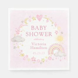 Tjej Vattenfärg Regnbåge Baby Shower Pappersservett