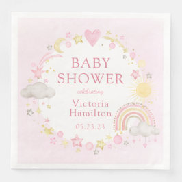 Tjej Vattenfärg Regnbåge Baby Shower Pappersservett