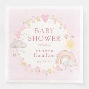 Tjej Vattenfärg Regnbåge Baby Shower Pappersservett