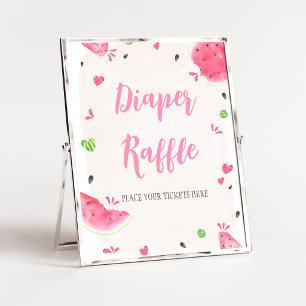Tjej Vattenmelon Baby Shower Blöja Lotteri Skylt