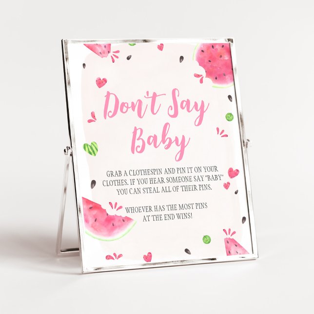 Tjej Vattenmelon Baby Shower Don't Say Baby Skylt (Sweet Little Baby Shower Don't Say Baby Sign)