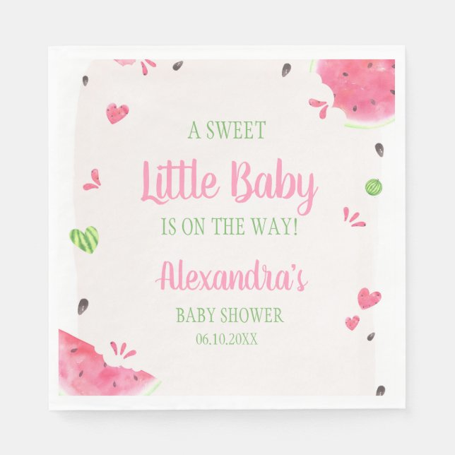Tjej Vattenmelon Baby Shower Servett (Framsidan)