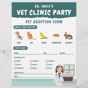 Tjej Veterinär Leken Husdjur Adoption Barn Aktivit Brevhuvud