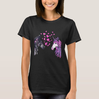 Tjej Zebrastripa Enhörning Djur Tema Silhuett Magi T Shirt