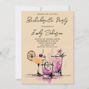 Tjejaktig Cocktail-illustration Senterparty Inbjudningar